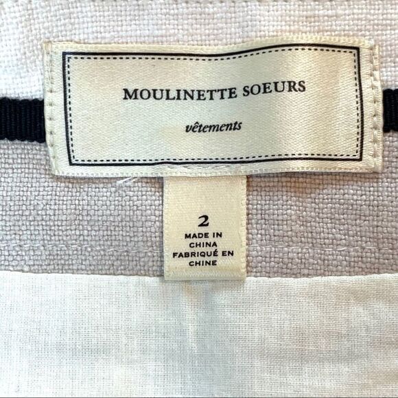 Anthropologie Moulinette Soeurs Bonsai Breeze Linen Leaf Ivory Skirt Size 2 - Picture 5 of 9